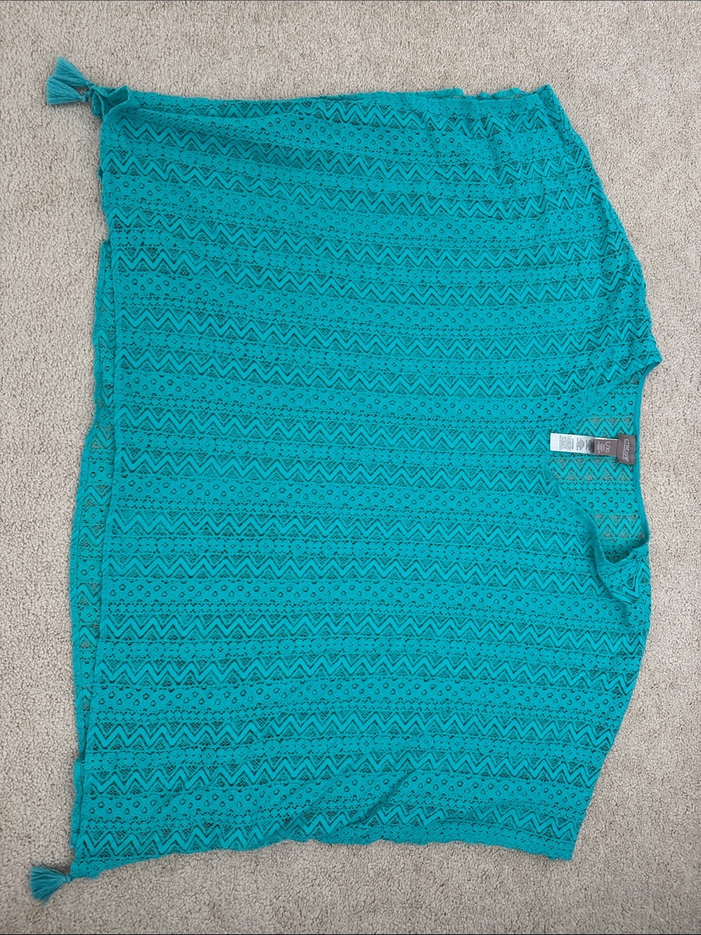 Chico's Teal Crochet Tassel Tunic